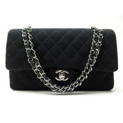 SAC A MAIN CHANEL CLASSIQUE TIMELESS MEDIUM JERSEY MATELASSE NOIR HAND BAG 7340€