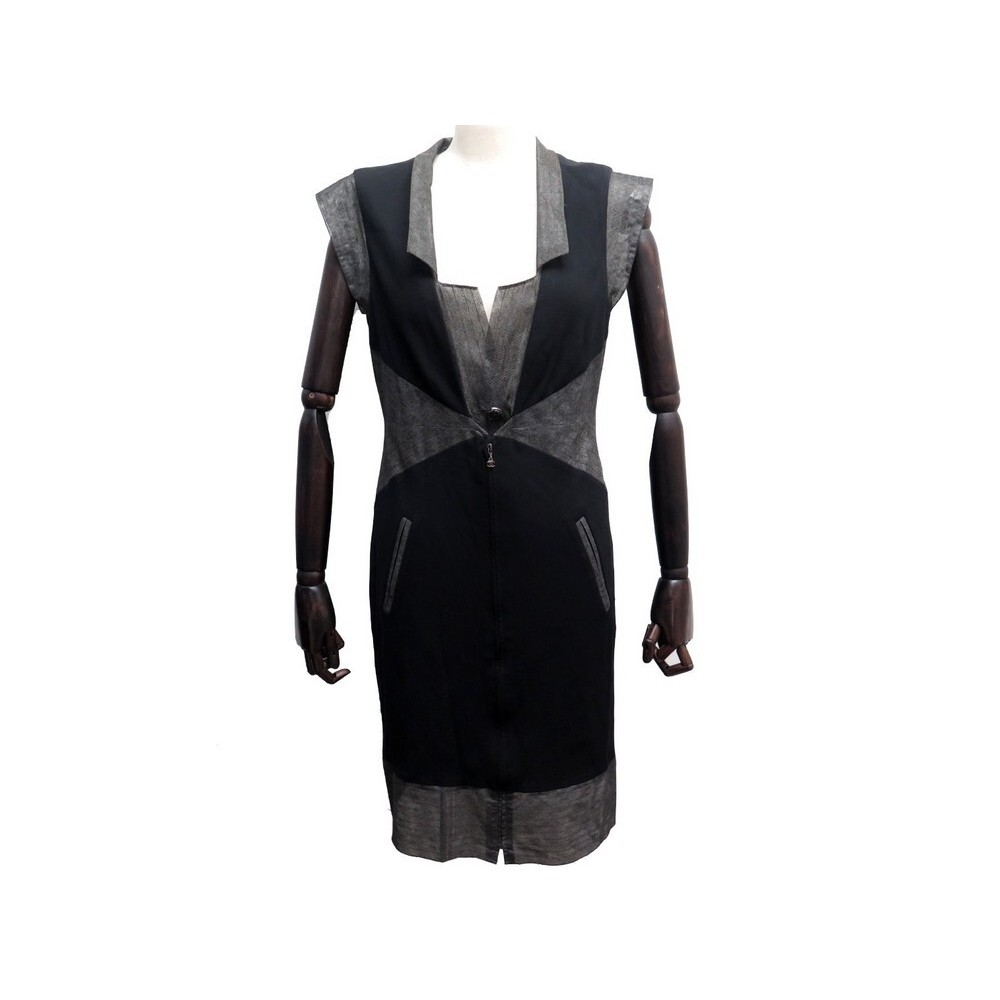 robe chanel p37662 m 40 viscose noir bouton logo