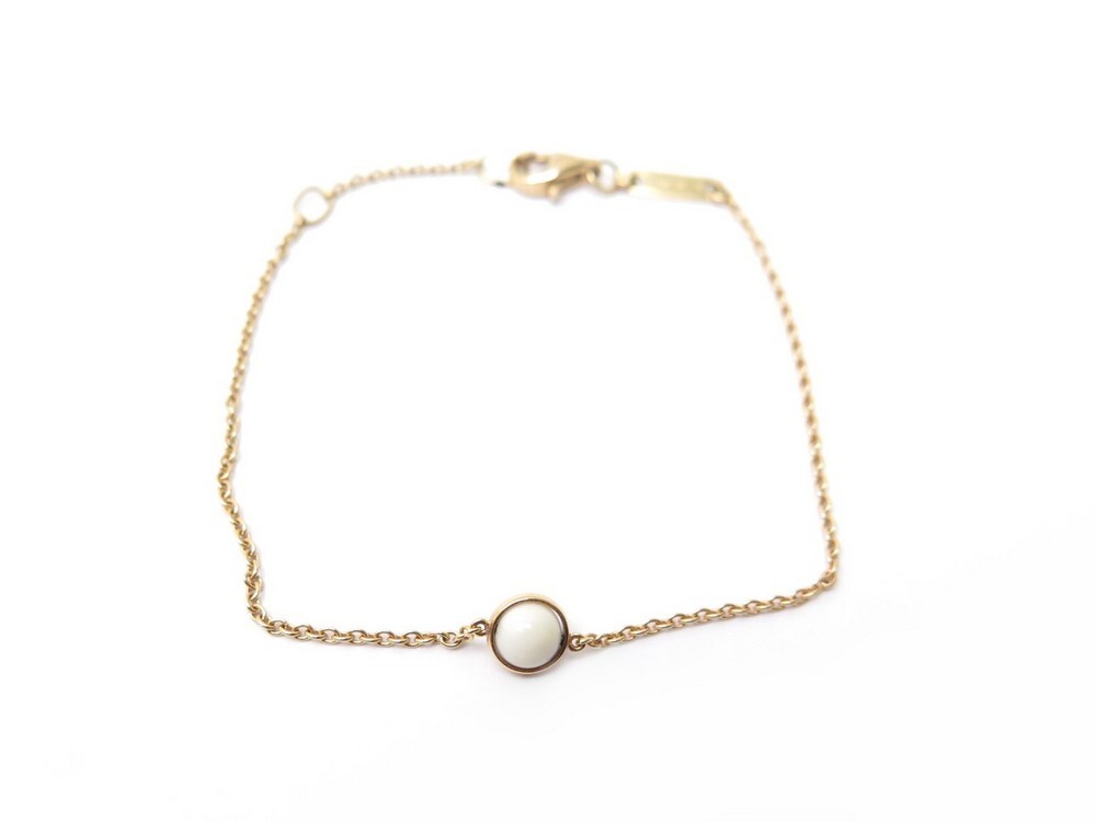 Bracelet Lucky Coeur, or rose et mini perles de résine noire, 17