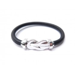 NEUF BRACELET FRED CHANCE INFINIE GM EN OR BLANC 18K ET CUIR + BOITE NEW 3660€