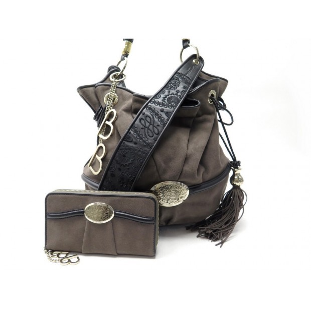 SAC A MAIN LANCEL BRIGITTE BARDOT BB + PORTEFEUILLE DAIM MARRON HAND BAG 1185€