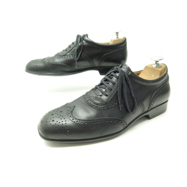 CHAUSSURES JM WESTON 607 RICHELIEU BOUT FLEURI 7.5E 41.5 42 CUIR NOIR SHOES 650€