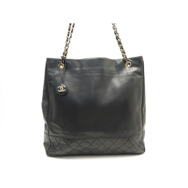 VINTAGE SAC A MAIN CHANEL GRAND SHOPPING 43CM CUIR MATELASSE NOIR HAND BAG 6500€