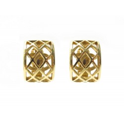 VINTAGE BOUCLES D'OREILLES CHANEL CAGE LOGO CC EN METAL DORE GOLDEN EARRINGS