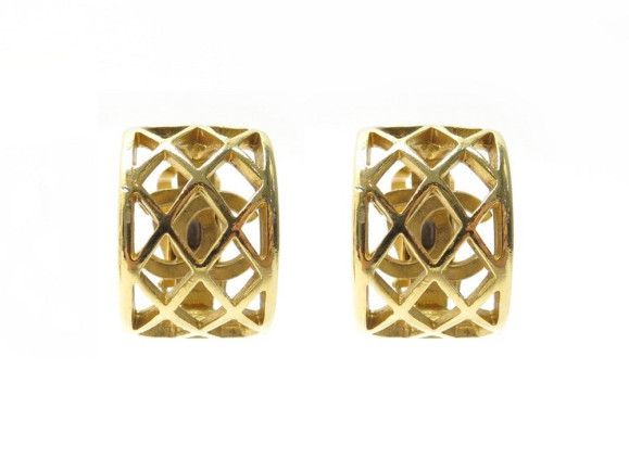 boucles d'oreilles chanel cage logo cc en