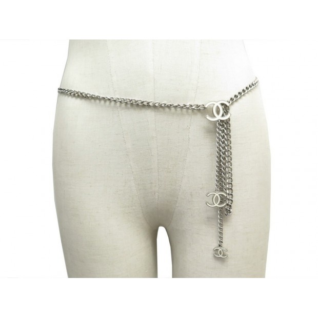 NEUF CEINTURE CHANEL CHAINE LOGO CC EN METAL ARGENTE T 85 A 105 CHAIN BELT 1290€