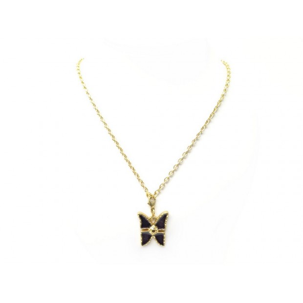 NEUF VINTAGE PENDENTIF YVES SAINT LAURENT CHARM PAPILLON COLLIER DORE NECKLACE