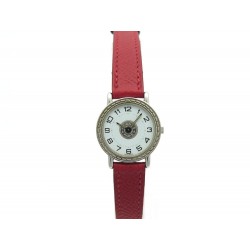 MONTRE HERMES SELLIER 24 MM QUARTZ EN PLAQUE OR ACIER BRACELET CUIR WATCH 2000€