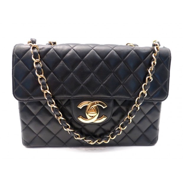 SAC A MAIN CHANEL TIMELESS JUMBO EN CUIR MATELASSE NOIR & DORE BAG PURSE 4750€