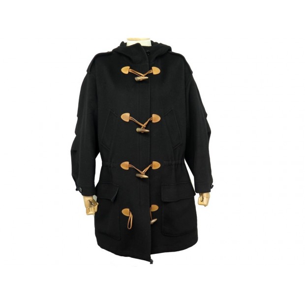 NEUF MANTEAU HERMES DUFFLE COAT L 42 EN COTON NOIR BLOUSON NEW COTTON 3500€