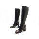 NEUF CHAUSSURES BOTTES VUITTON CAVALIERE MADELEINE EN CUIR NOIR 38.5 BOOTS 1690€