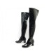 NEUF CHAUSSURES BOTTES LOUIS VUITTON CUISSARDES SILHOUETTE CUIR VERNI NOIR 1690€