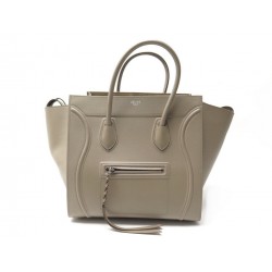 SAC A MAIN CELINE LUGGAGE PHANTOM MINI CABAS CUIR GRAINE TAUPE HAND BAG 2400€