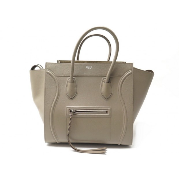 SAC A MAIN CELINE LUGGAGE PHANTOM MINI CABAS CUIR GRAINE TAUPE HAND BAG 2400€