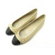 CHAUSSURES CHANEL BALLERINES LOGO CC A02819 37.5 CUIR BEIGE + BOITE SHOES 750€