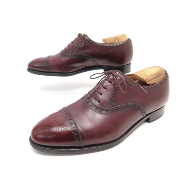 CHAUSSURES JOHN LOBB SEYMOUR RICHELIEU FLEURI 8E 42 CUIR BORDEAUX SHOES 1470€