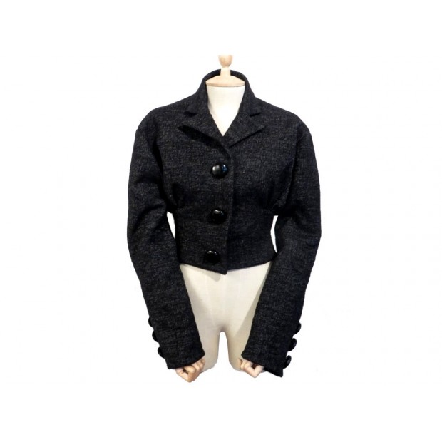 NEUF VESTE COURTE CINTREE LOUIS VUITTON FEMME XS S 34 36 LAINE NOIR JACKET 950