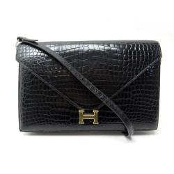  sac a main hermes lydie crocodile porosus noir