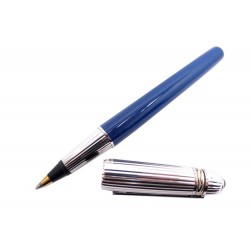 STYLO BILLE CARTIER PASHA ROLLERBALL EN LAQUE BLEU & PALLADIE BALLPOINT PEN 650€