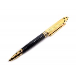 STYLO BILLE CARTIER PANTHERE LAQUE NOIRE & PLAQUE OR DORE GOLDEN BALL PEN 650€