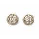 NEUF BOUCLES D'OREILLES CHANEL LOGO CC & PERLES METAL DORE + BOITE EARRINGS 650€