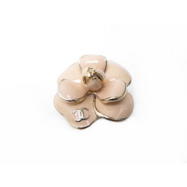 BAGUE CHANEL CAMELIA TAILLE 53 EN METAL DORE & LAQUE BEIGE GOLDEN RING 560€