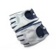 NEUF GANTS CHANEL MITAINES T8 EN CUIR BLEU & CACHEMIRE GRIS + BOITE GLOVES 450€