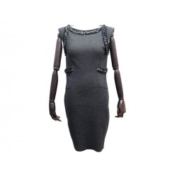 NEUF ROBE CHANEL P39246 M 40 EN CACHEMIRE GRIS SANS MANCHE CASHMERE DRESS 3860€