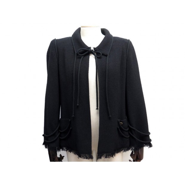 NEUF VESTE CHANEL P37636 M 40 EN TWEED DE LAINE NOIR NEW BLACK JACKET VEST 5650€