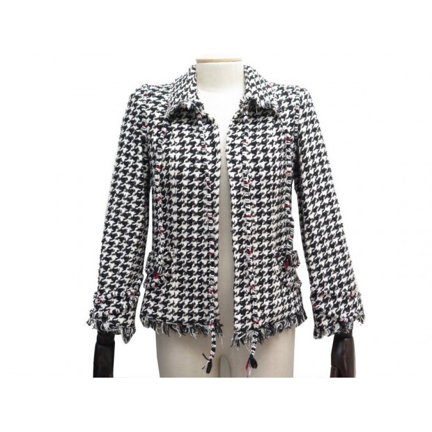 veste chanel p37636 m 38 en tweed coton pied de poule