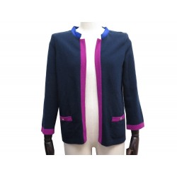 NEUF PULL CHANEL GILET CARDIGAN OUVERT M 38 LAINE CACHEMIRE BLEU CASHMERE 4970€