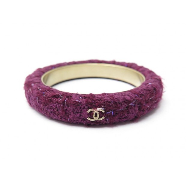 NEUF BRACELET CHANEL 17CM EN TWEED VIOLET LOGO CC + BOITE BOX BANGLE NEW 800€