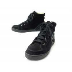 CHAUSSURES CHANEL BASKETS G26534 37.5 LOGO CC CUIR & DAIM SNEAKERS SHOES 1350€