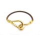 BRACELET HERMES JUMBO 17CM EN CUIR MARRON FINITION PLAQUE OR DORE LEATHER 240€