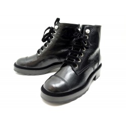 NEUF CHAUSSURES BOTTINES CHANEL RANGERS 37.5 PERLES G29587 VERNIS BOOTS 2550€