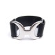 NEUF BRACELET HERMES PAVANE MORS LARGE T 15 EN CUIR NOIR LEATHER BANGLE 495€