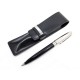 NEUF STYLO BILLE ST DUPONT OLYMPIO 485350 RESINE NOIR + ETUI CUIR PEN CASE 300€