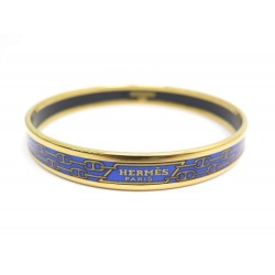 BRACELET HERMES CHAINE D'ANCRE FIN EN EMAIL BLUE ET PLAQUE OR BANGLE JEWEL 395€