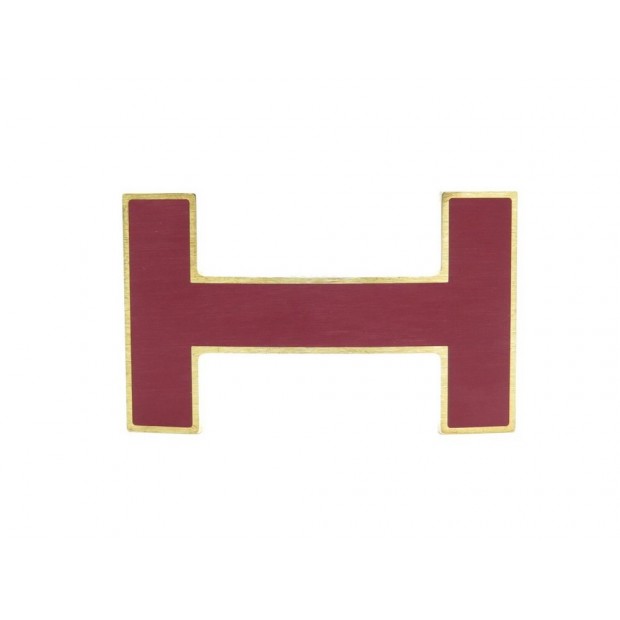 BOUCLE DE CEINTURE HERMES H QUIZZ 32 MM LAQUE BORDEAUX ACIER BROSSE BELT BUCKLE