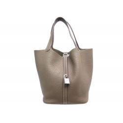NEUF SAC A MAIN HERMES PICOTIN 18 2021 CUIR CLEMENCE ETOUPE TAUPE NEW BAG 2625€
