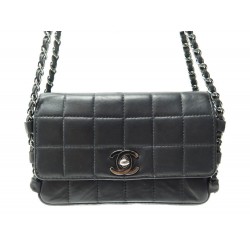 SAC A MAIN CHANEL MINI TIMELESS EN CUIR MATELASSE NOIR CHOCOLATE BAR CLUTCH BAG