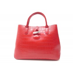 NEUF SAC A MAIN LONGCHAMP ROSEAU MEDIUM CUIR FACON CROCO CABAS HAND BAG 490€