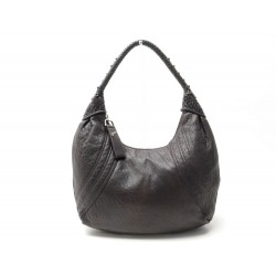 SAC A MAIN FENDI ZUCCA GM 8BR518 42CM EN CUIR GRAINE MARRON HOBO HAND BAG 2200€