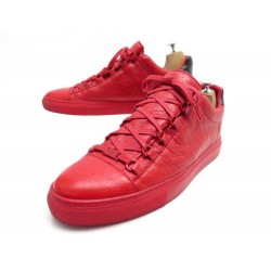 NEUF CHAUSSURES BALENCIAGA BASKETS ARENA 483493 45 EN CUIR ROUGE SNEAKERS 445€