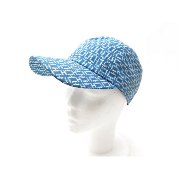 NEUF CASQUETTE HERMES MONOGRAMME H TAILLE 58 EN POLYESTER BLEU BLUE CAP 395€