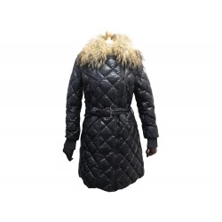 DOUDOUNE MONCLER MILBROOK 2 M 40 EN NYLON MATELASSE NOIR COL FOURRURE COAT 1500€