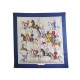 FOULARD HERMES ISPAHAN TRANCHANT CARRE 90 EN SOIE BLEU MARINE SILK SCARF 385€