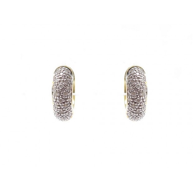 BOUCLES D'OREILLES CREOLES EN OR JAUNE 18K DIAMANTS 4.7GR DIAMONDS EARRINGS 560€