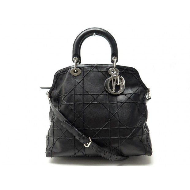 NEUF SAC A MAIN CHRISTIAN DIOR GRANVILLE BANDOULIERE EN CUIR CANNAGE NOIR 3250€