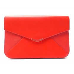 SAC POCHETTE FENDI 2 JOURS ENVELOPPE 8M0312 A MAIN CUIR ROUGE RED POUCH BAG 980€